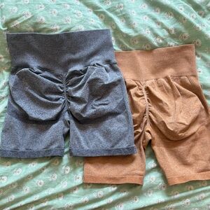 Pair of large scrunch booty work out shorts